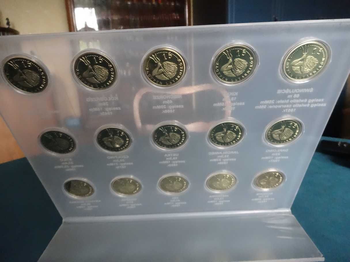 15 Złotych Latarników Latarnie Polskiego Wybrzeża monety medale+Pleksi