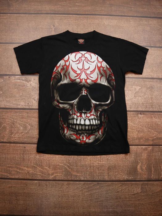 Vintage Retro Y2k black tshirt skull czarna koszulka z krótkim rękawem