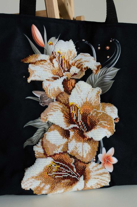 Подарунковий Набір — Шопер + Косметичка + Блокнот з Бісерною Вишивкою