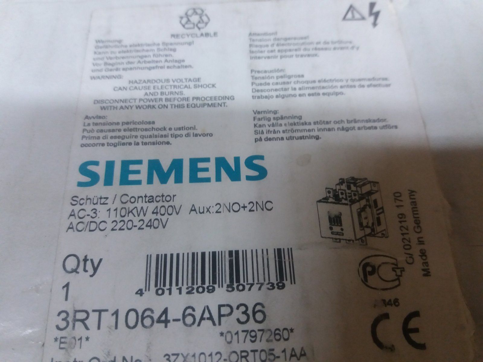 Продам контактор КТН495.Контактор SIEMENS на 225А.