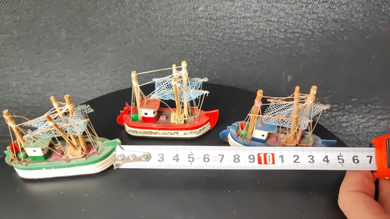 Zestaw Model statku ozdoba Drewniany Figurka Rzeźba KUTER rybacki