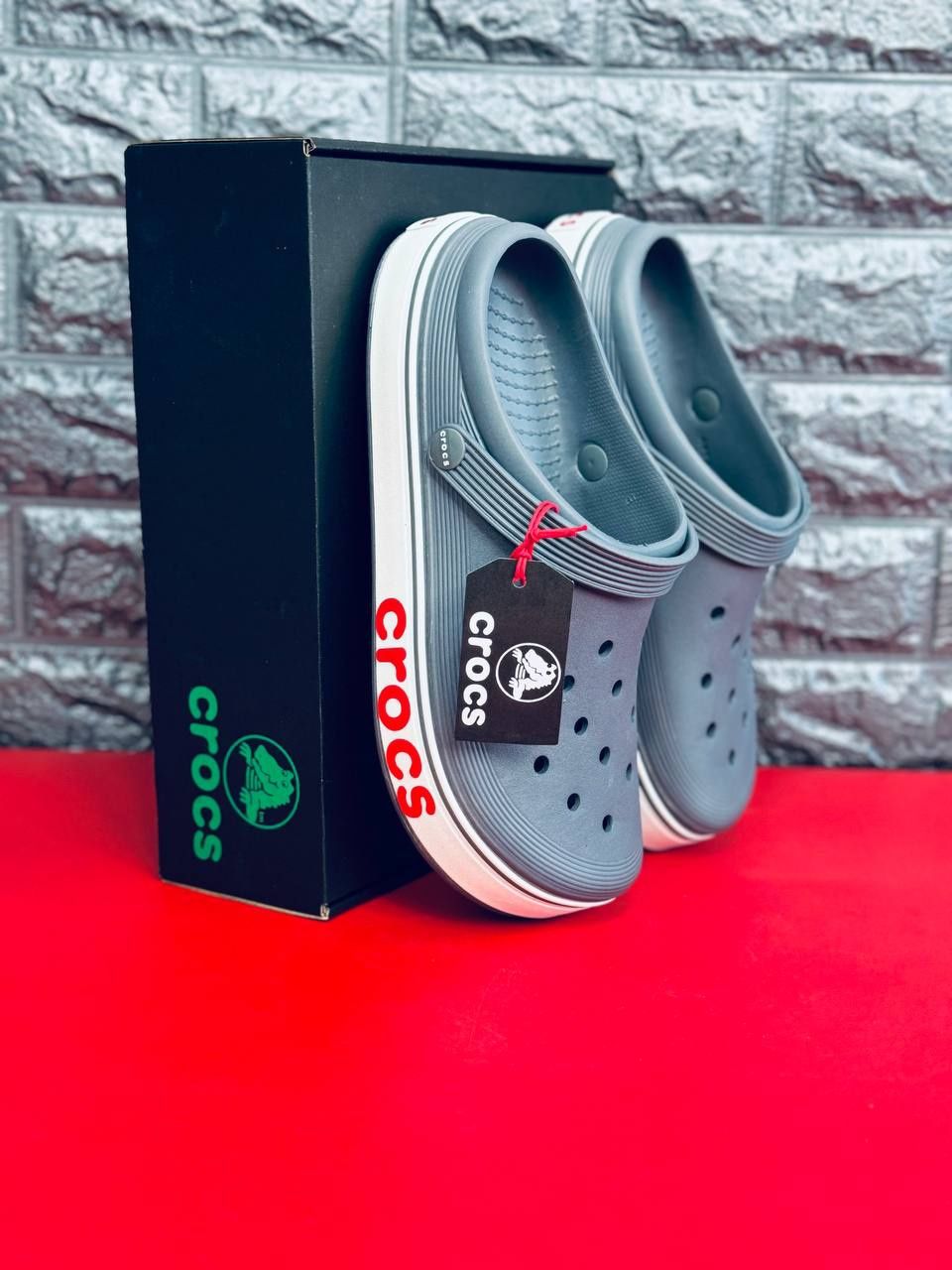 Мужские летние кроксы серые стильные удобные топовые Crocs