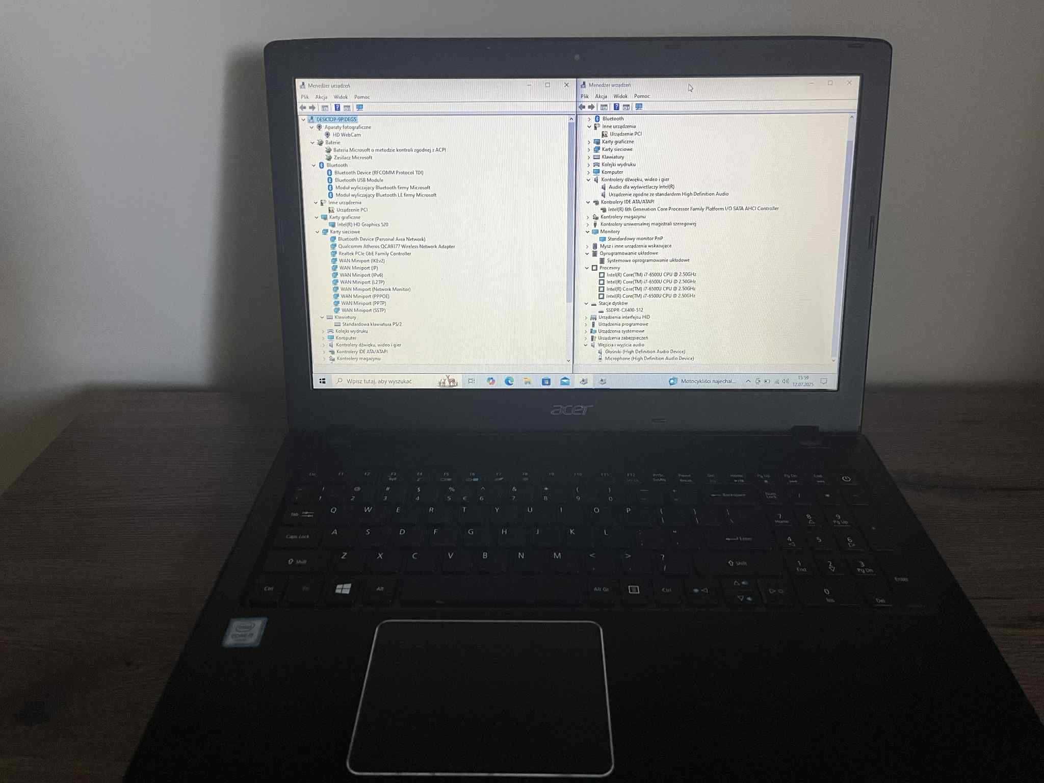 Acer Aspire E5-575 | i7 / 8GB / SSD 512GB | Zestaw: myszka, torba itd