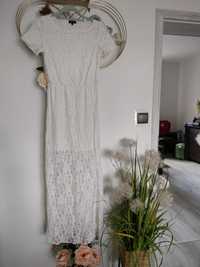 Piękna długa sukienka komunia kremowa rozmiar 36 stan idealny