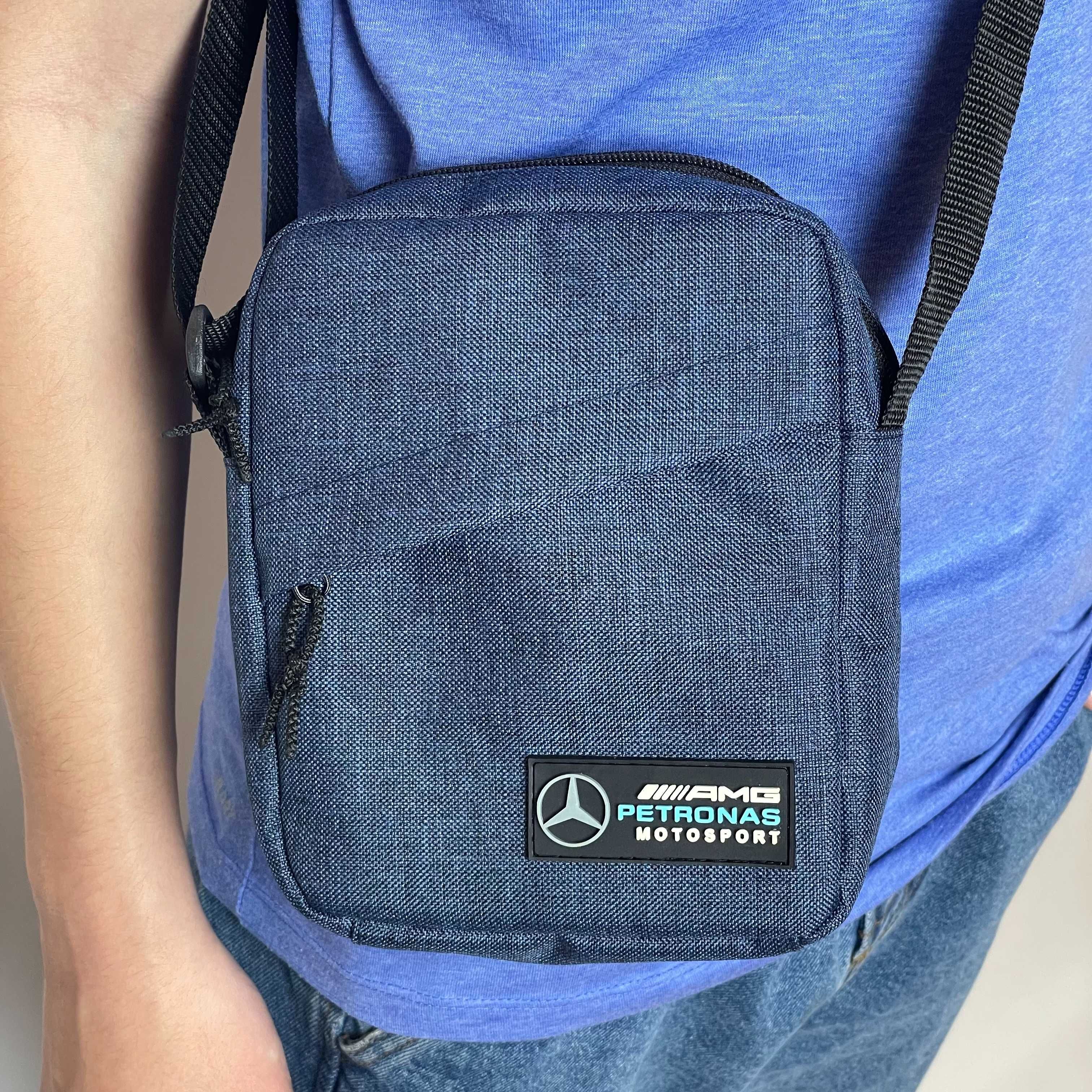 Мужской мессенджер Mercedes Petronas AMG | Синяя сумка Мерседес АМГ
