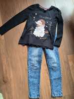 Bluzeczka, spodnie, jeans little kids 128