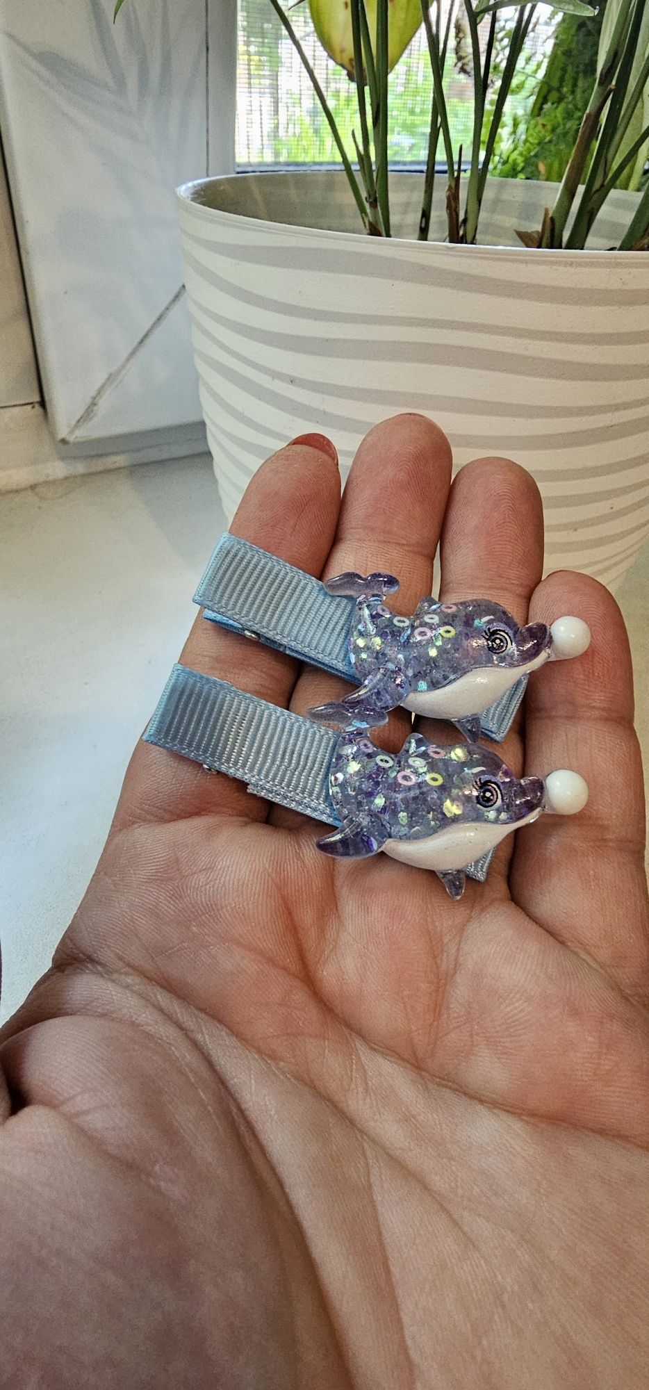 2szt spinki do włosów delfiny handmade