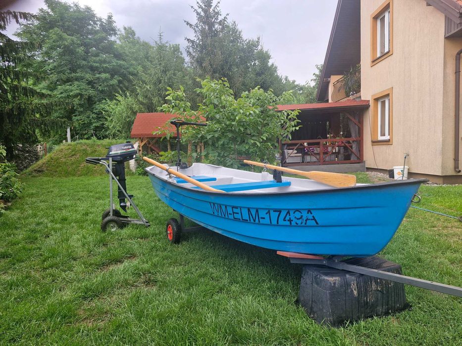 Łódka wędkarska, silnik spalinowy plus elektryczny zestaw