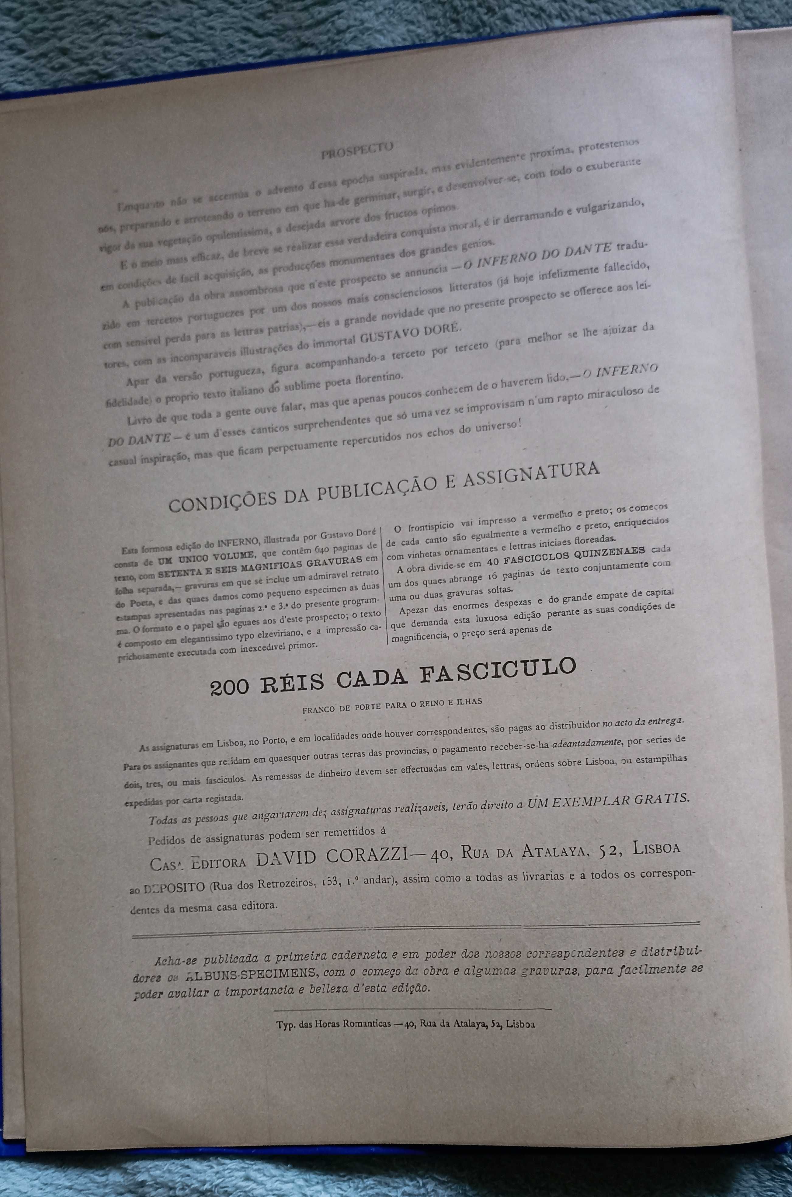 O Inferno de Dante (Prospecto, peça de colecionador de 1887)