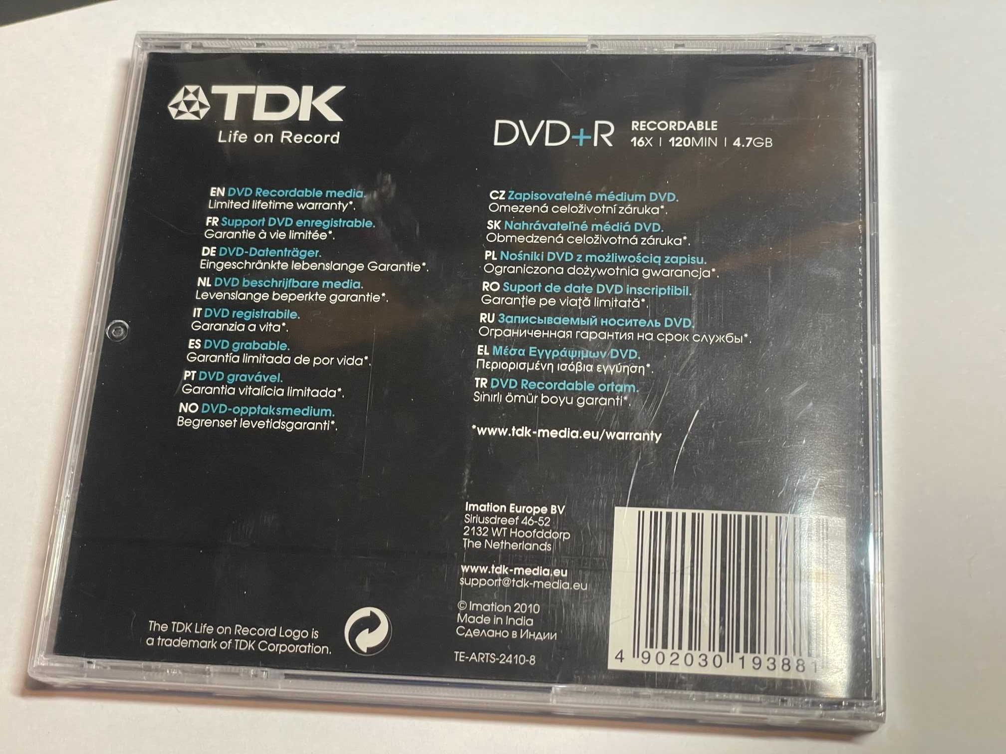 Nowa Płyta DVD TDK DVD+R 4,7 GB 16X 120min