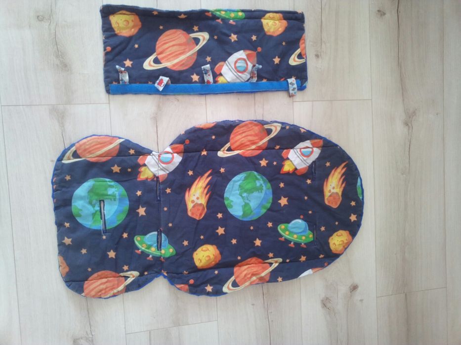 Wkładka minky minki polarowa do wózka spacerowego nakładka+pałąk s.bdb