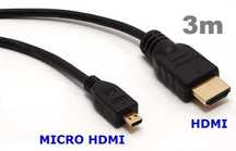 Kabel HDMI - micro HDMI 3m GOLD 1,4b HD 3M * Video-Play Wejherowo