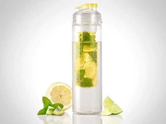 NOWA Butelka na wodę, żółty, 800 ml .  Bidon z infuserem 800 ml