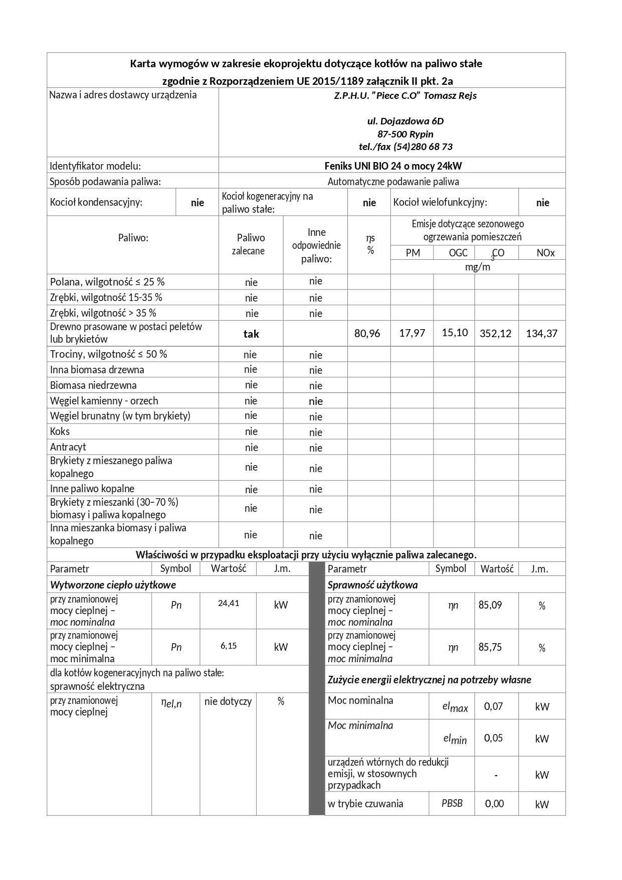 Kocioł  FENIKS UNI BIO 24KW z montażem!