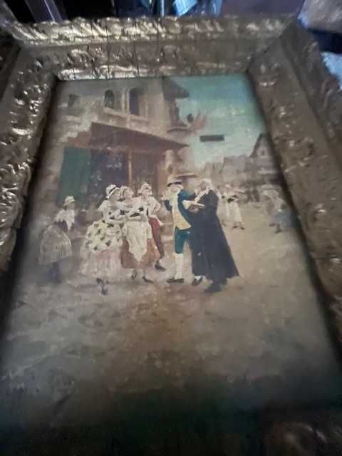 Pinturas antigas com moldura dourada