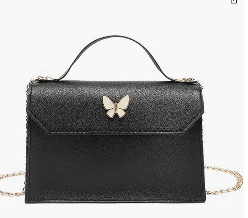 Torebka mała czarna kopertówka złoty dopinany łańcuszek 19*12cm