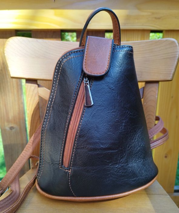 Plecak skóra ekologiczna, czarny, mały