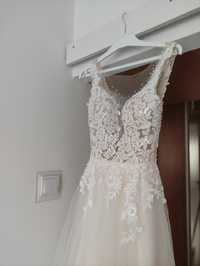 Suknia ślubna pięknie zdobiona XS/S