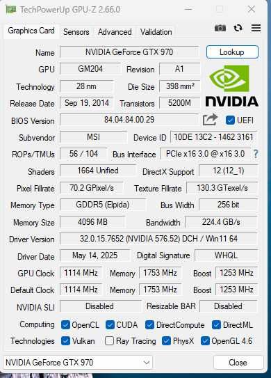 MSI GTX 970 Gaming 4GB – sprawna, po serwisie