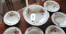 6 Antique Grindley Desert Dishes and Serving Bowl