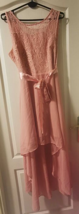 Sukienka asymetryczna pudrowy róż rozm. L