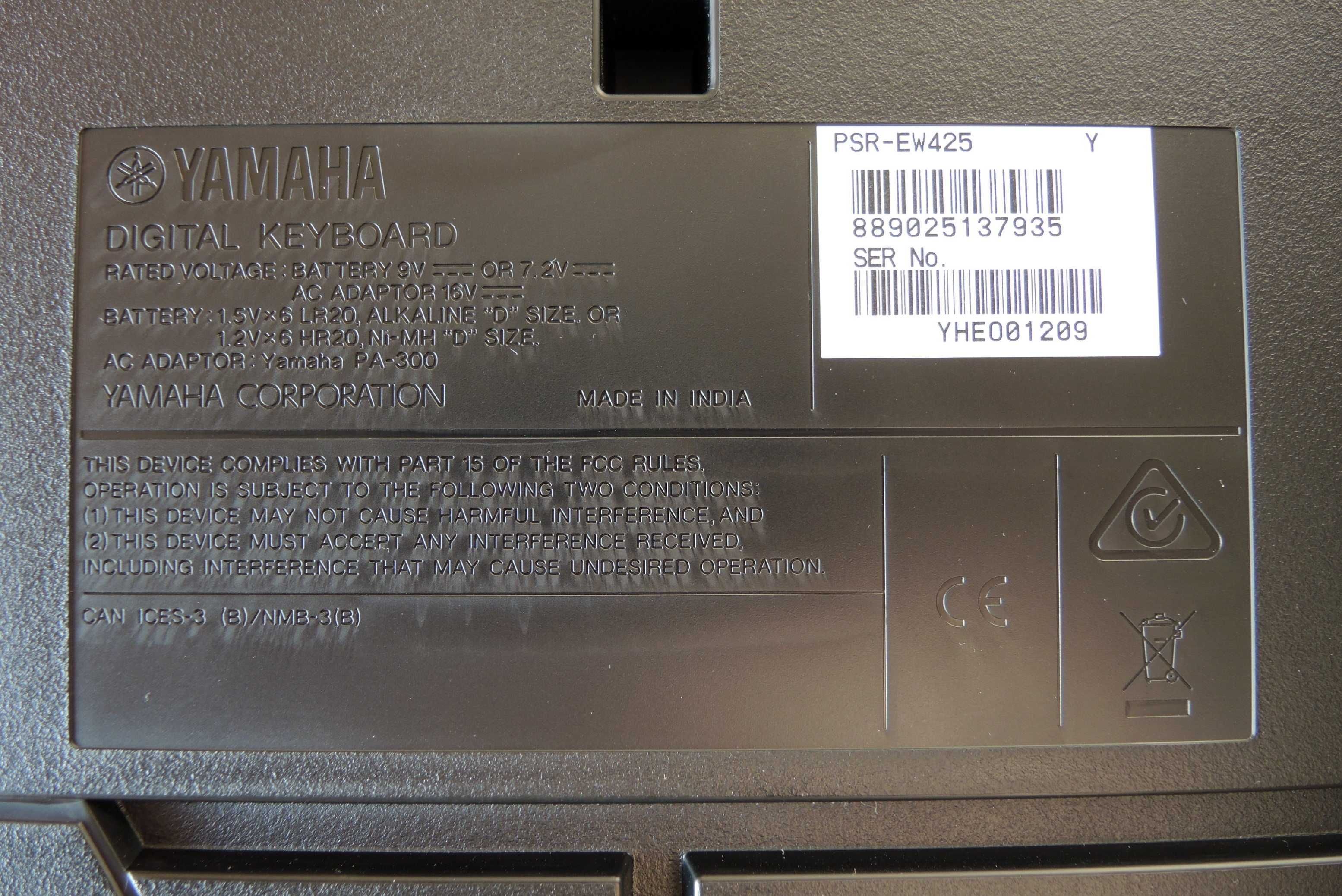 Синтезатор YAMAHA PSR EW-425, 76 клавиш, новый, Индия
