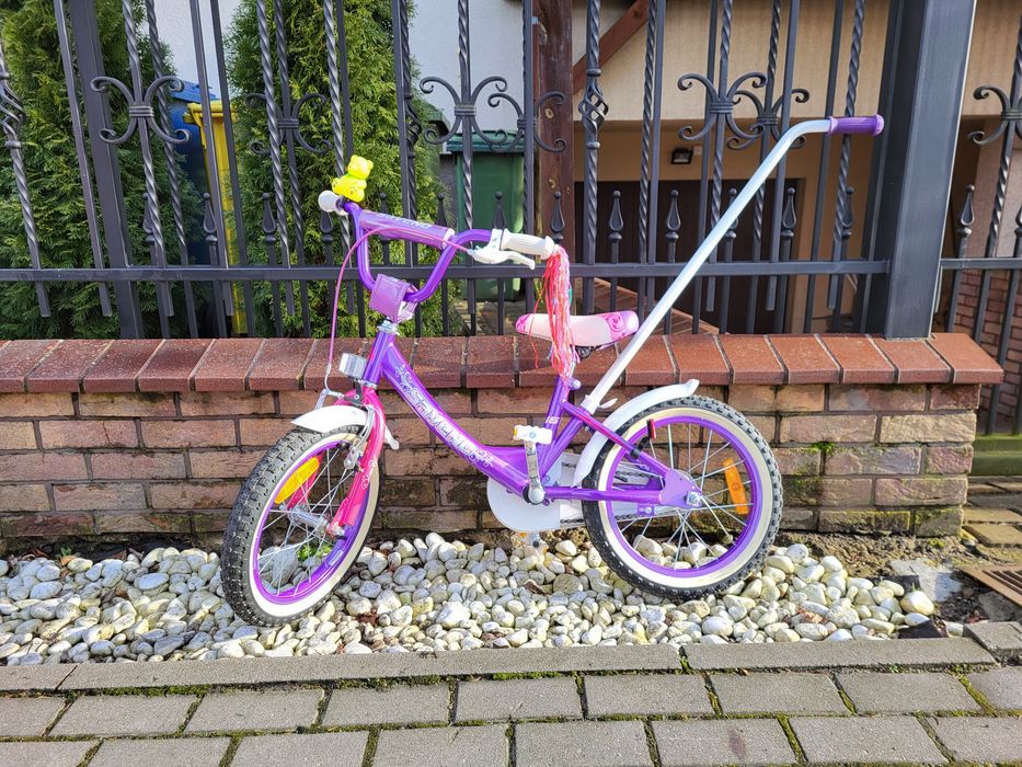 Rower Saveno 16 cali z uchwytem/popychaczem i bocznymi kółkami