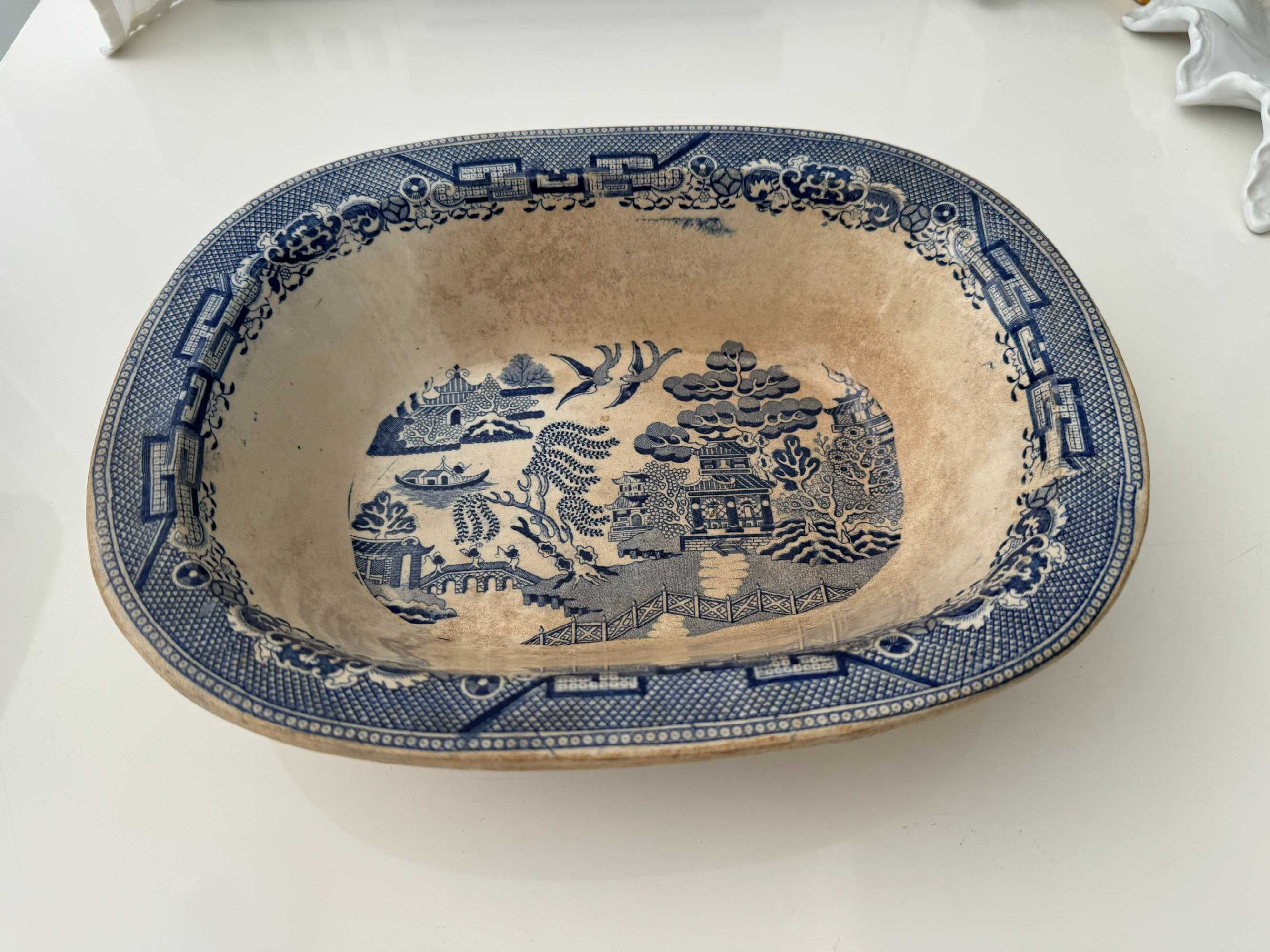 Travessa, terrina, peça de decoração inglesa antiga