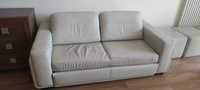 Sofa skórzana marki Etap z funkcją spania + 3 pufy