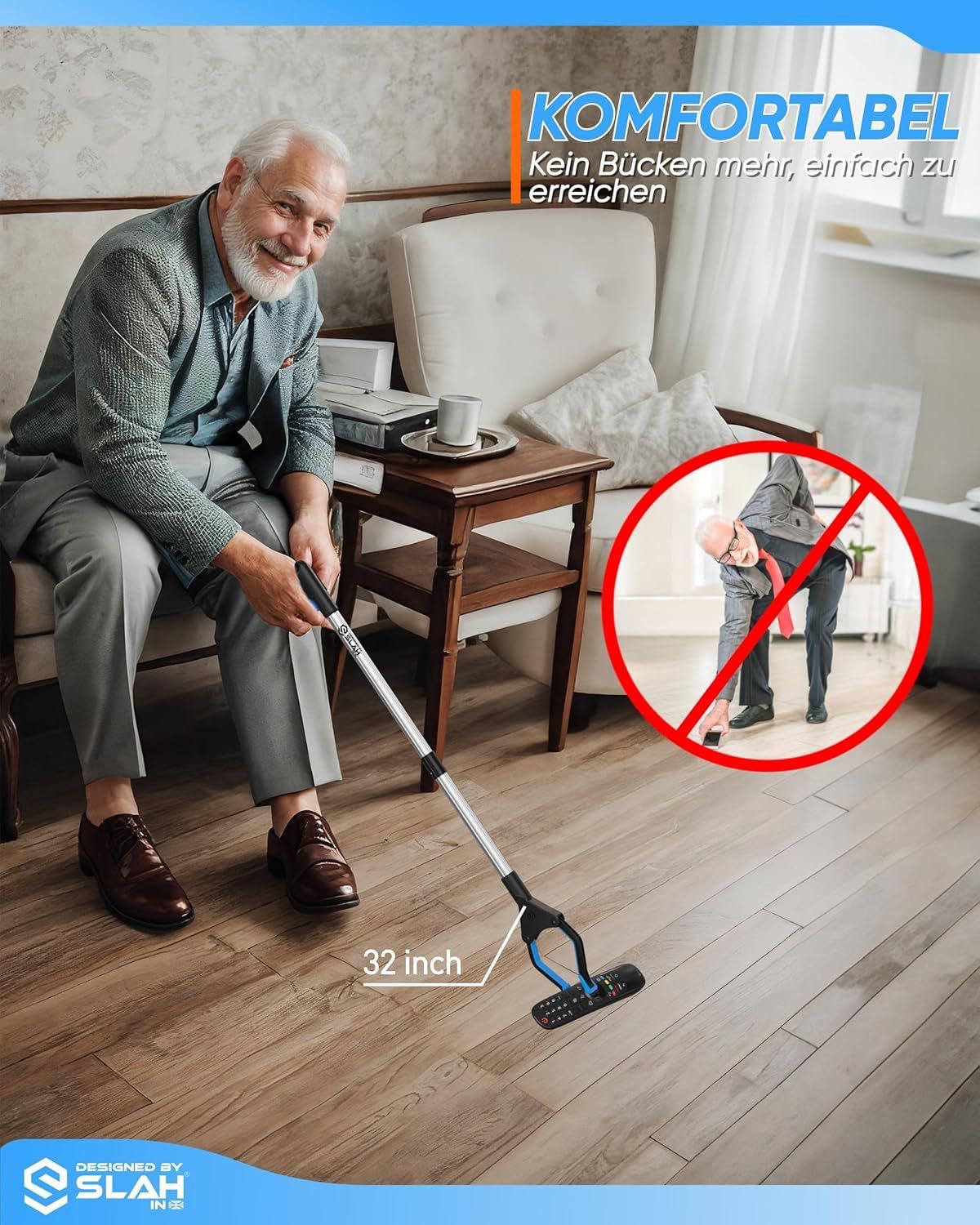 Reacher dla seniorów 32-calowe aluminiowe szczypce do śmieci