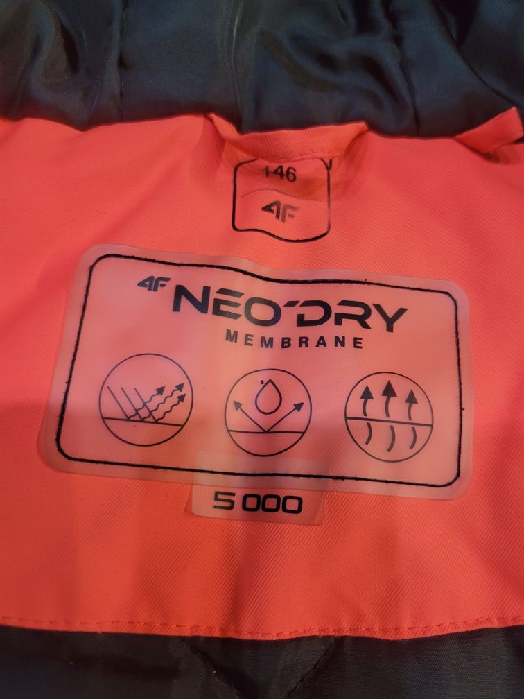 Kombinezon zimowy narciarski kurtka spodnie 4f rozm 146 neon róż