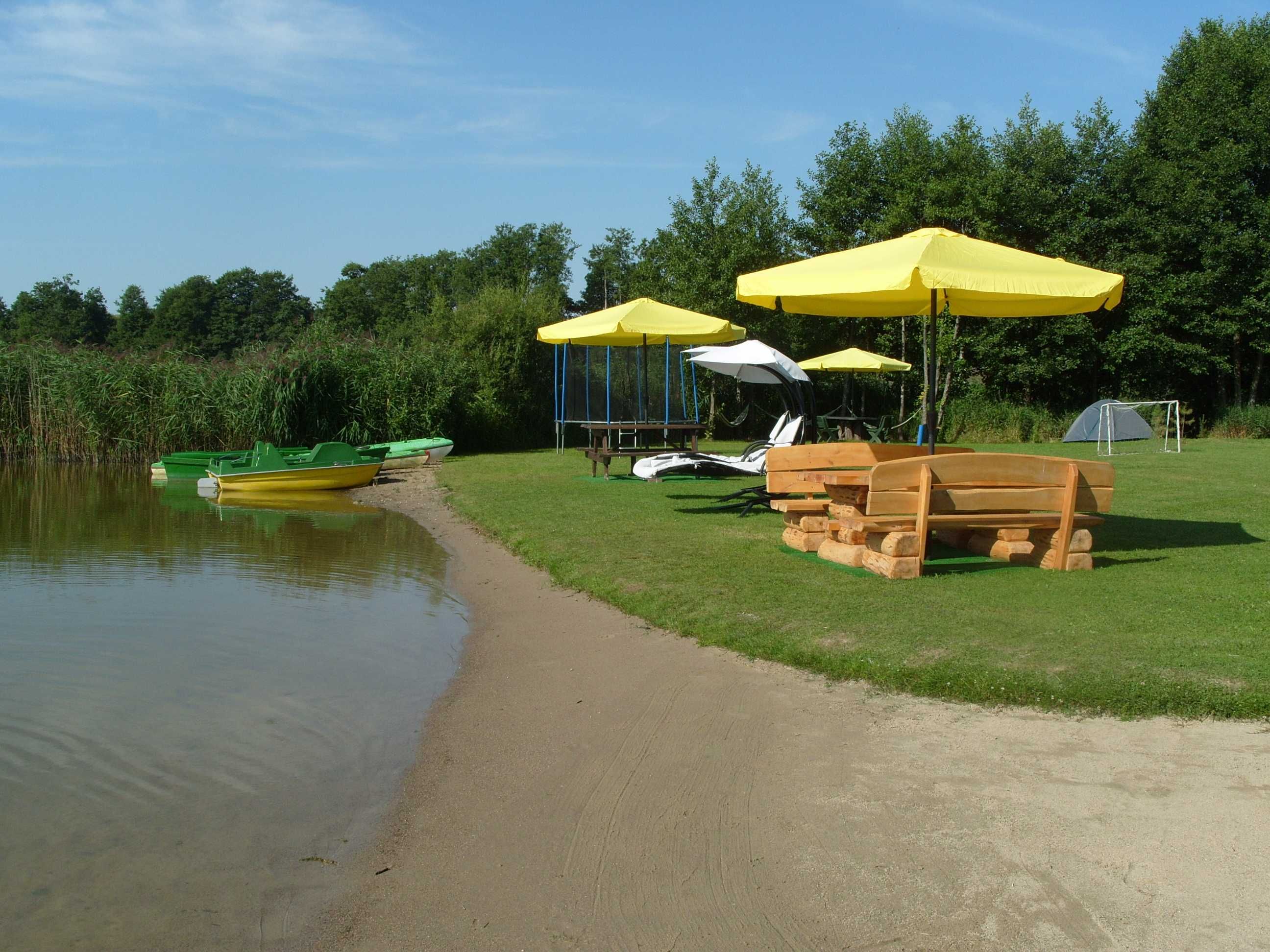 MAZURY Domek 2 nad jeziorem-własna plaża +sprzęt pływający