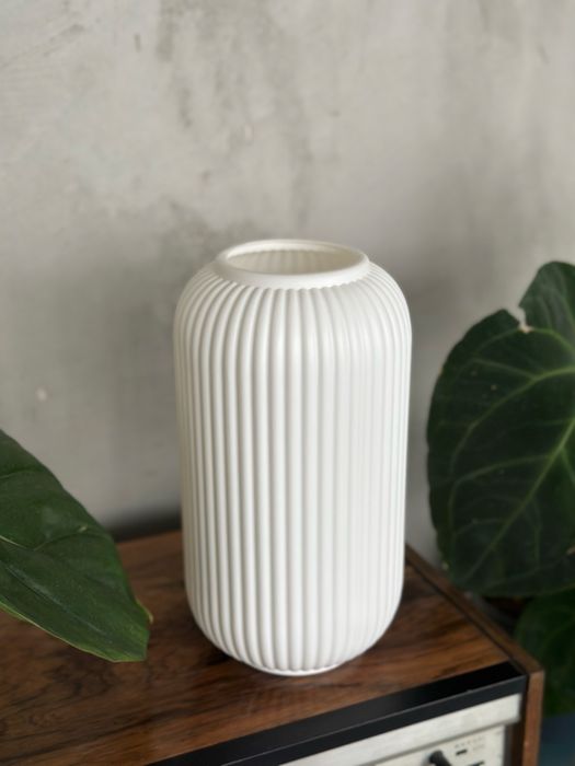 Retro wazon biały wysoki plisowany Modern Design Boho Minimalizm Loft