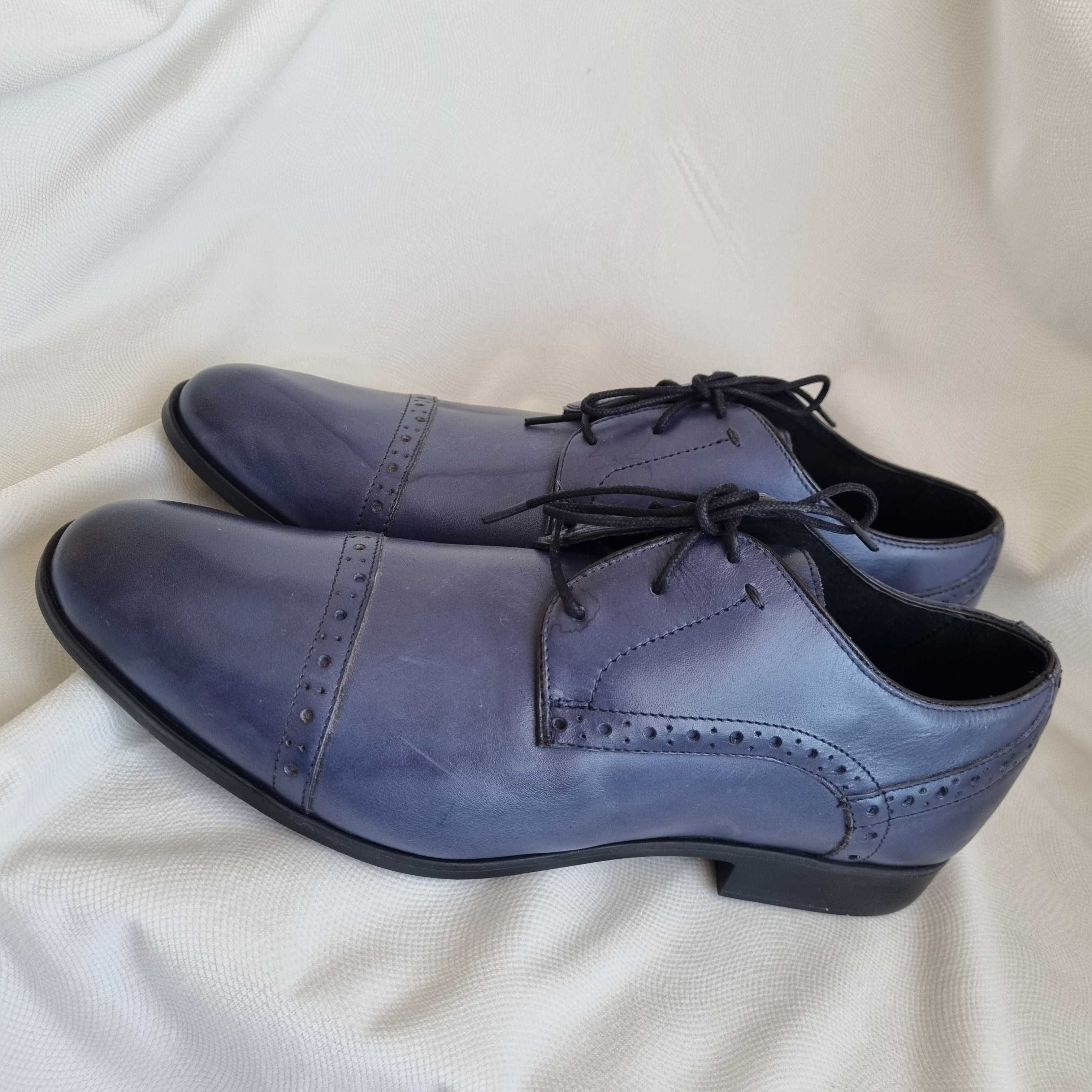 Nowe męskie wizytowe klasyczne buty półbuty brogsy Nico Rarini r.40