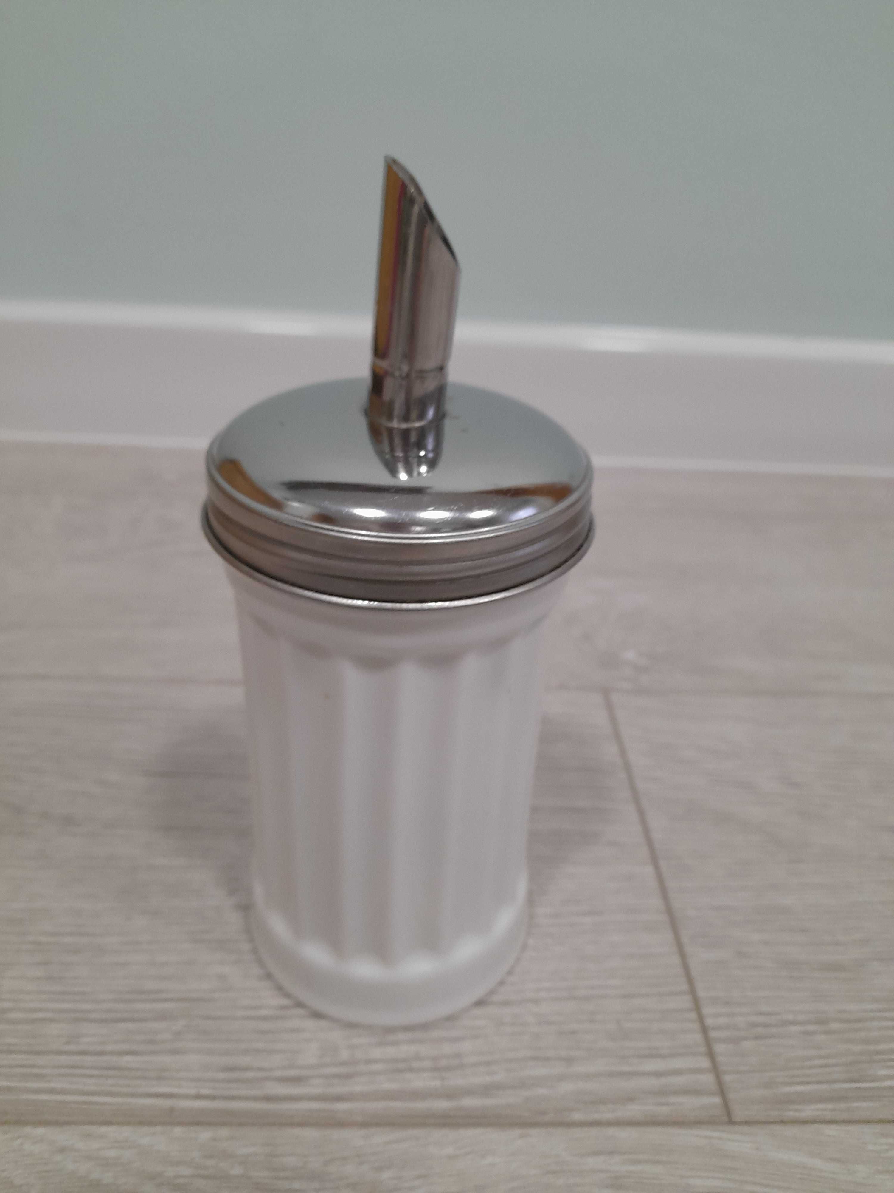 Duża cukiernica z dozownikiem dyspenser porcelana stal