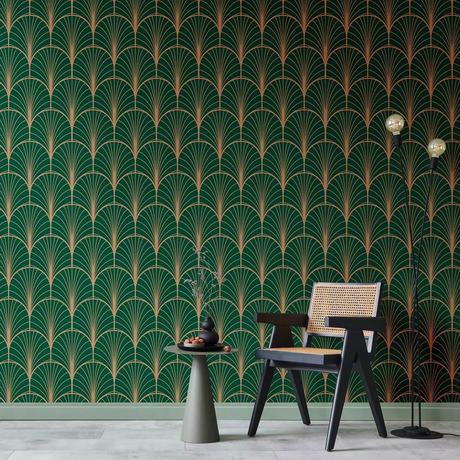 Tapeta Zielona Art Deco - 2 rolki