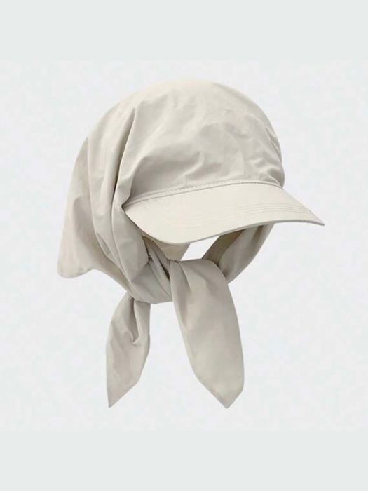 Nowa uniseks beżowa gładka basic czapka z daszkiem z wiązaną chustą