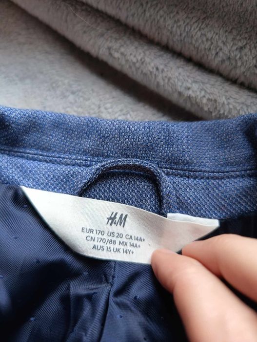 Marynarka niebieskia h&m 170, bawełna i len