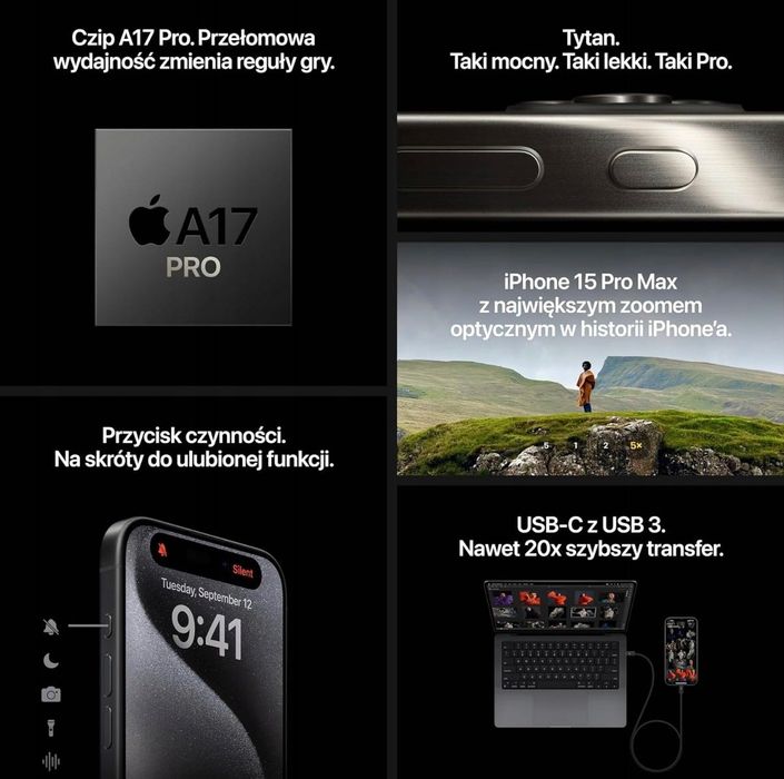 iPhone 15 pro 256 GB niebieski Tytan NOWY