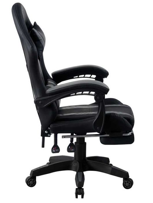 FOTEL GAMINGOWY HORSEKING z podnóźkiem obrotowy  do gry krzesło szary