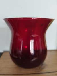 Rubinowy Bordowy szklany wazon