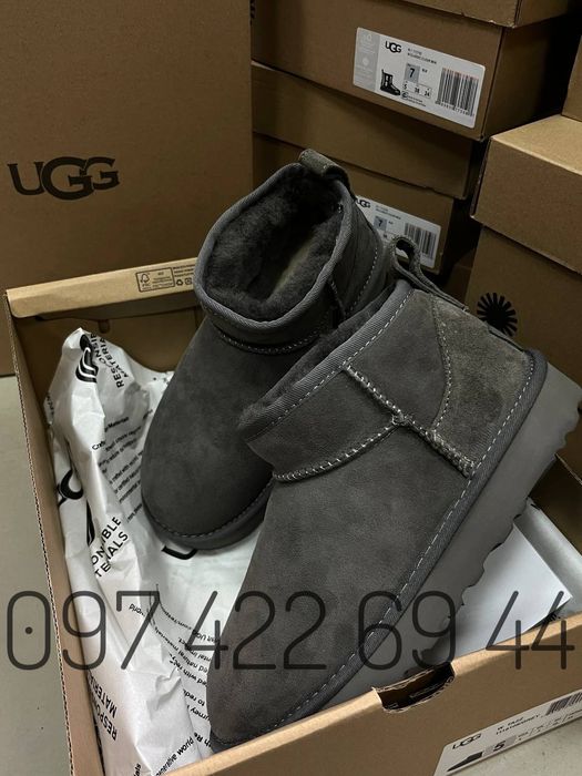 Ugg Classic Ultra Mini Grey Жіночі Ugg Замш/Овчина Уггі Ugg