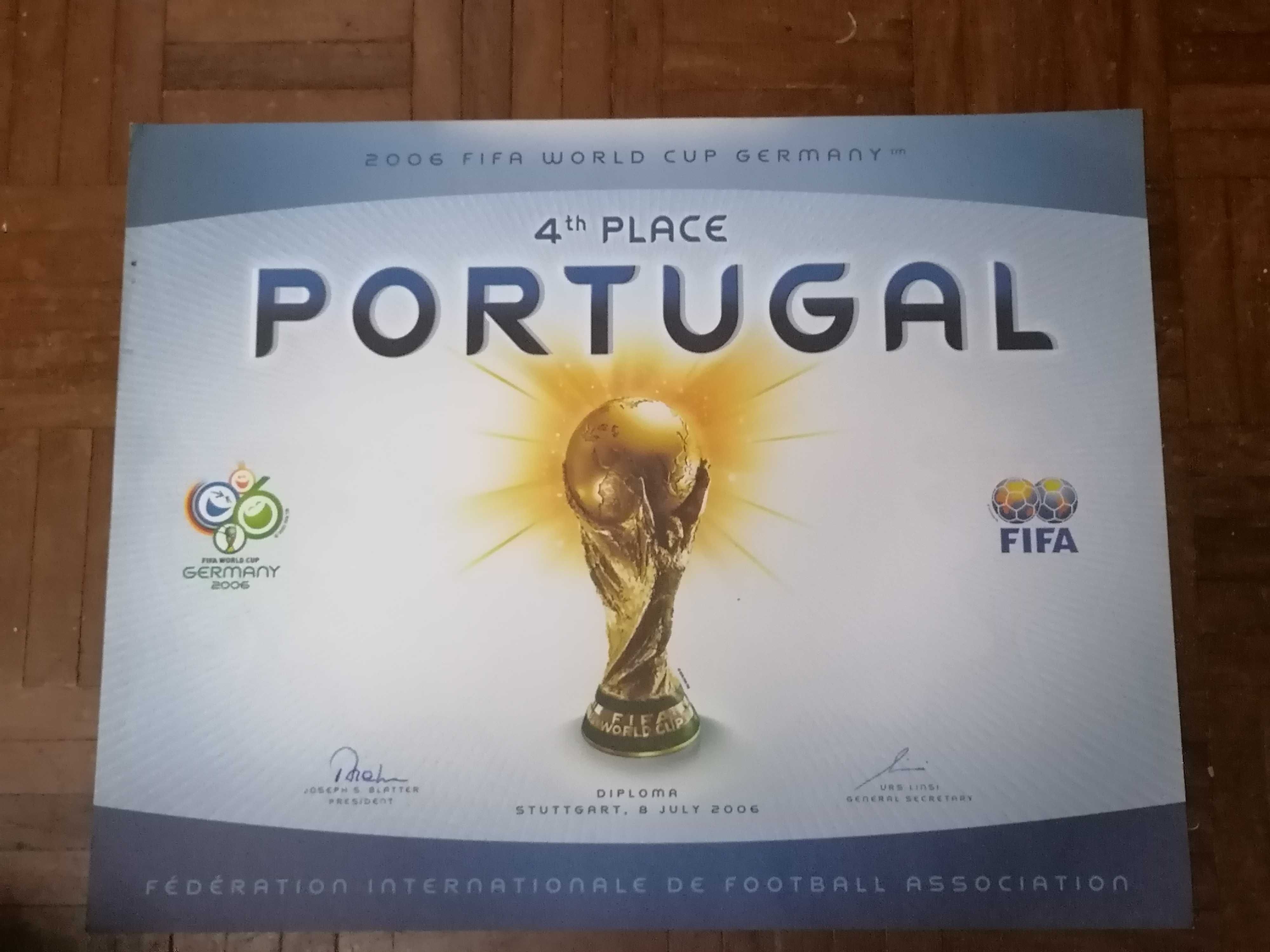 ÚNICO ! Diploma Oficial FIFA 4º Lugar PORTUGAL Mundial 2006 c/48x38