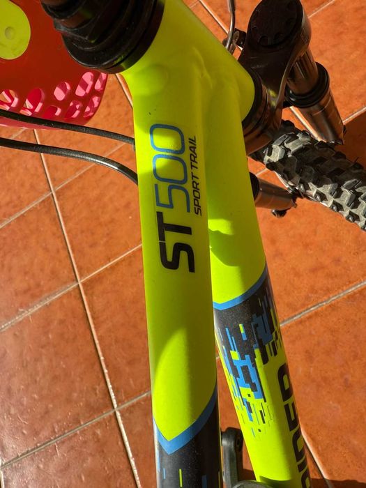 Bicicleta BTT Rockrider ST500 Sport Trail Roda 20" (6 aos 9) Ama. Néon