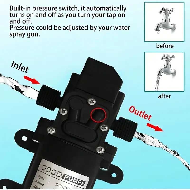 bomba de agua 12v  70w 130 psi