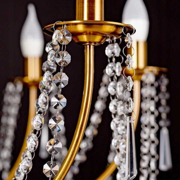 LAMPA KRYSZTAŁOWA wisząca duża glamour żyrandol złota APP766