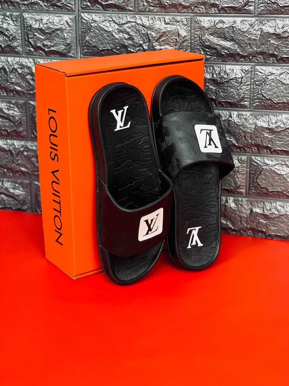 Шльопанці Louis Vuitton чоловічі Стильні Black Camouflage Пляжные Хит!