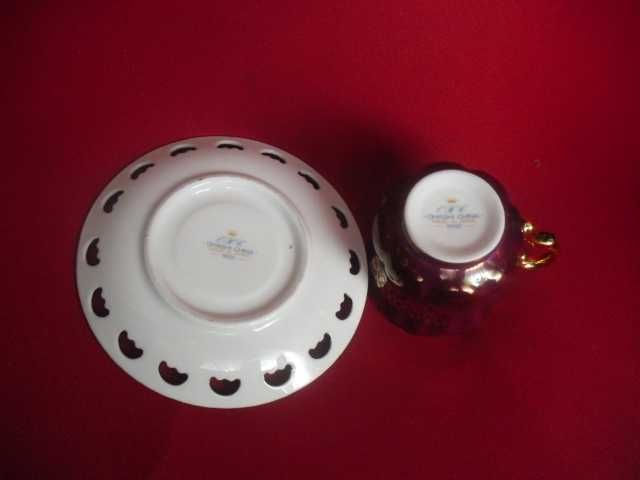 Conjunto de chávena e pires Japonês vintage da Ohashi China 1932