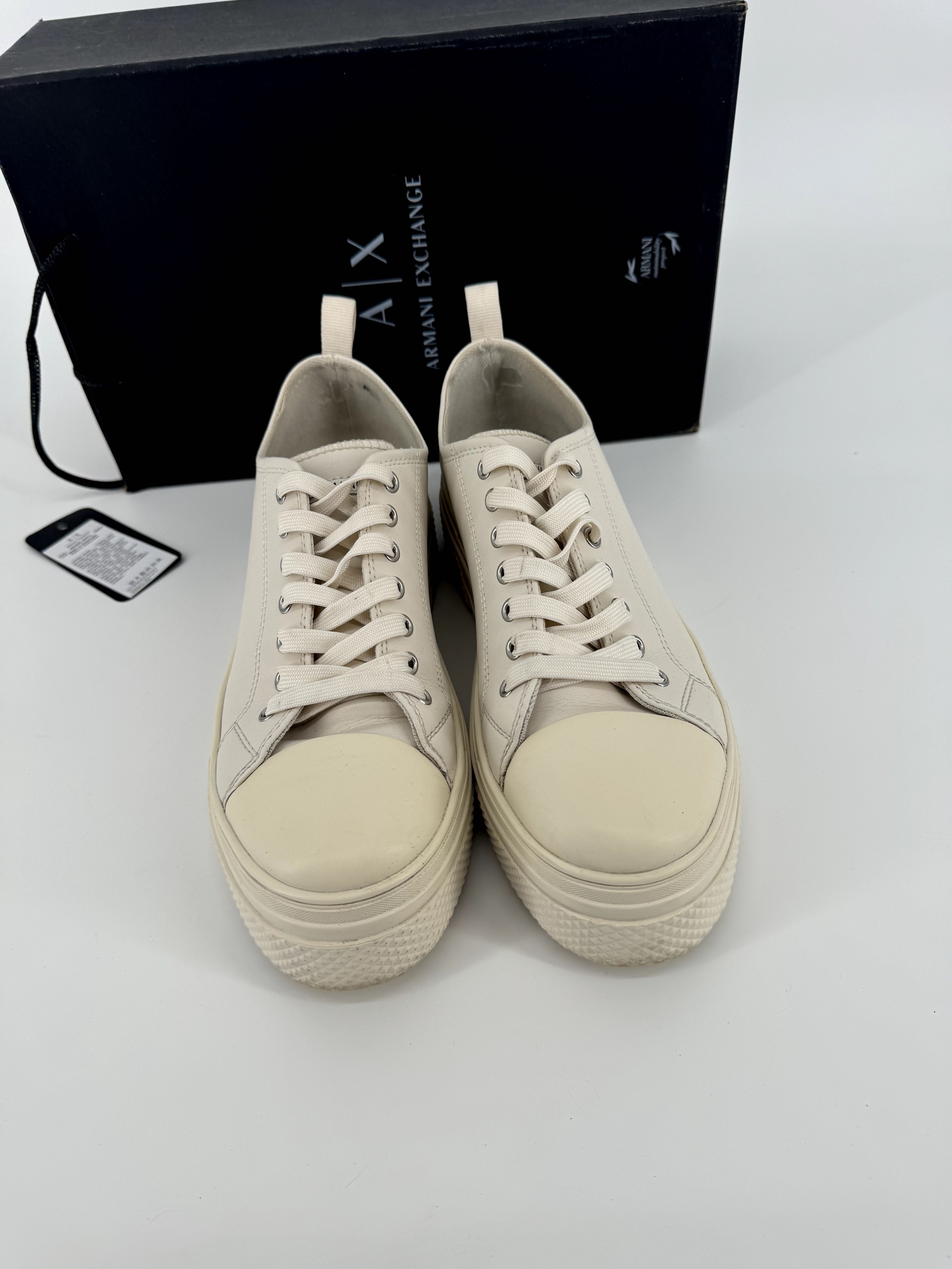 Armani exchange sneakersy na platformie kremowe białe 39 sportowe buty