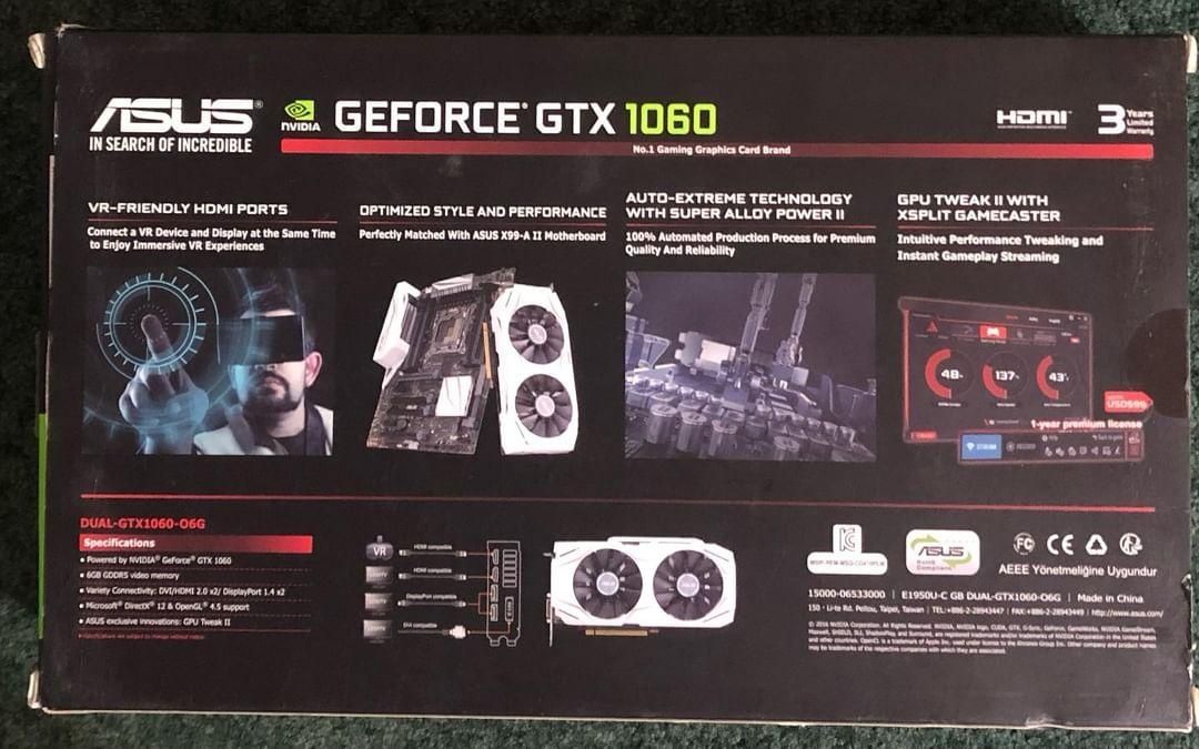 Відеокарта Asus Geforce GTX 1060 6 gb